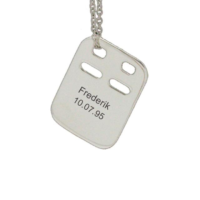 Nordahl Andersen Kadaverskilt 17 x 23 mm sølv vedhæng inkl. kæde