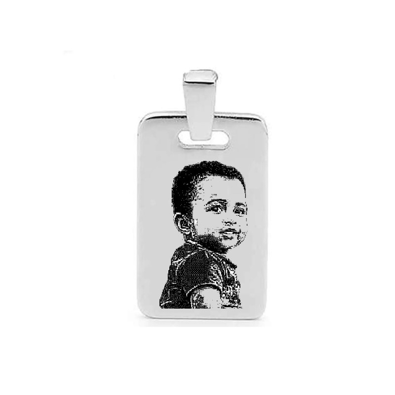 Dahl Dogtag massiv sølv 19 x 30 mm med indgraveret billede