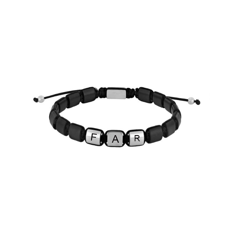 Billede af Son of Noa square stål - onyx armbånd