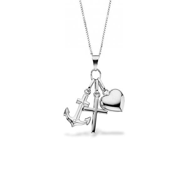 Scrouples Tro, håb og kærlighed vedhæng Sølv Stor inkl. kæde