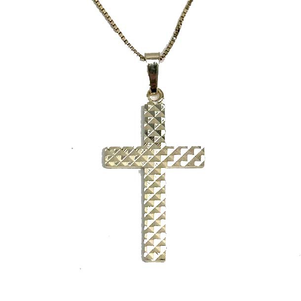 Dahl Facet kors vedhæng forgyldt 30x20 mm inkl. kæde