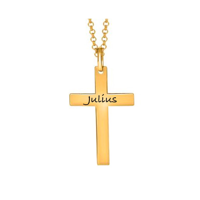 SON of Noa stål forgyldt kors 20 x 29 mm inkl. kæde