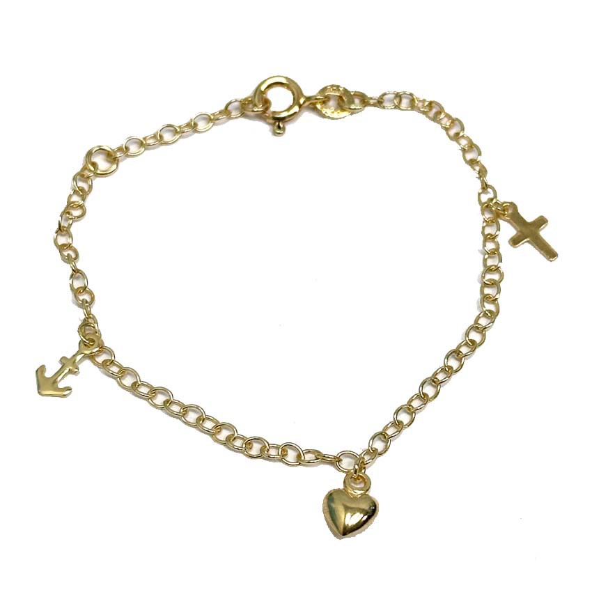 Nordahl Andersen Tro, håb og kærlighed armbånd forgyldt sølv