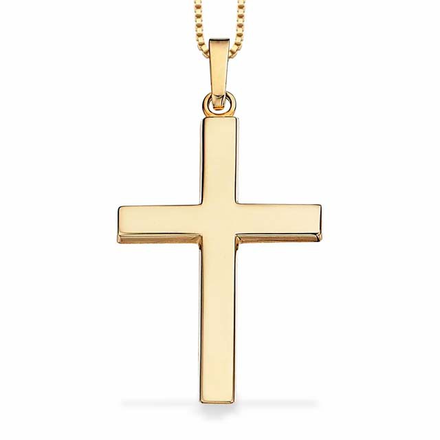 Scrouples Kors 8 kt. guld 19 x 30 mm vedhæng inkl. kæde