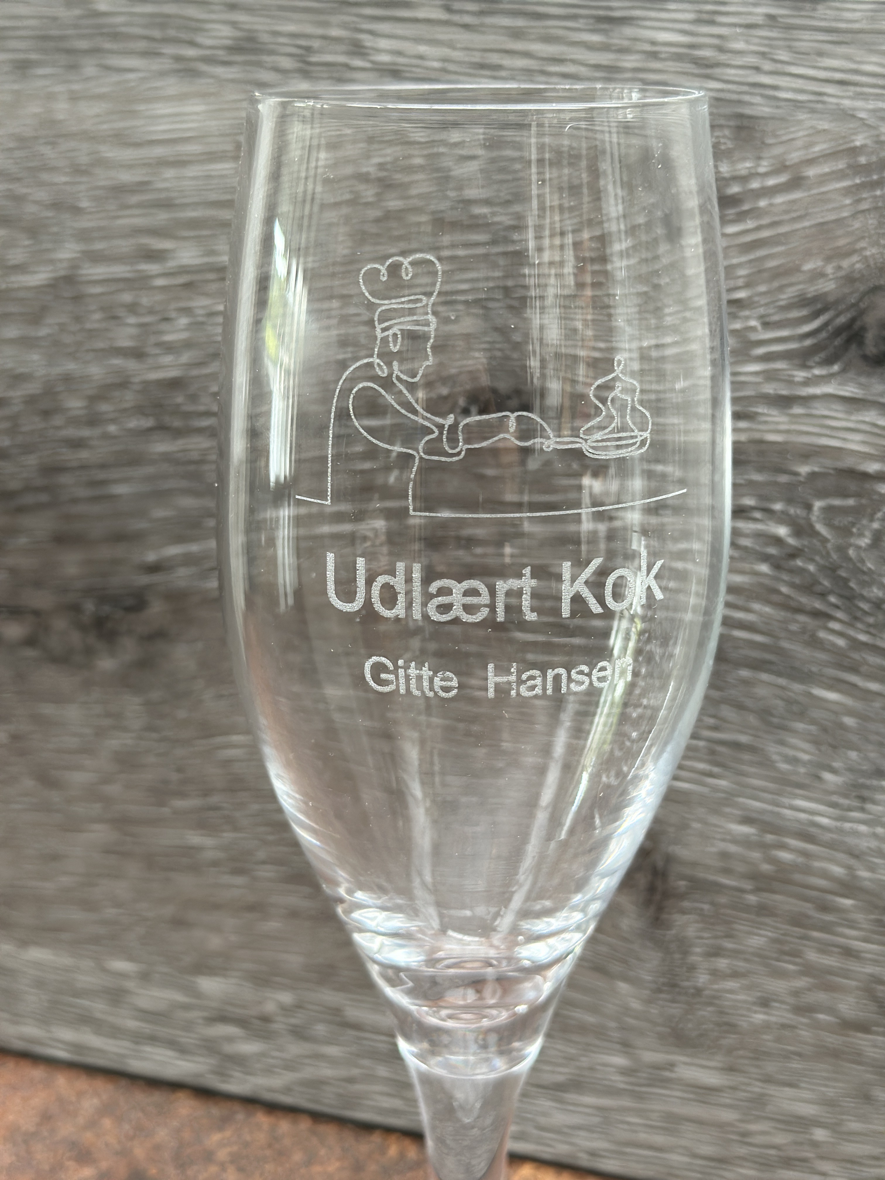 Ølglas til udlært kok med gravering