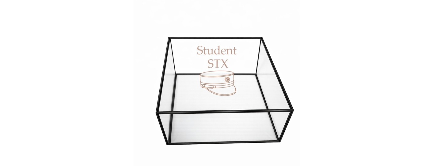 Glaskasse til studenterhue